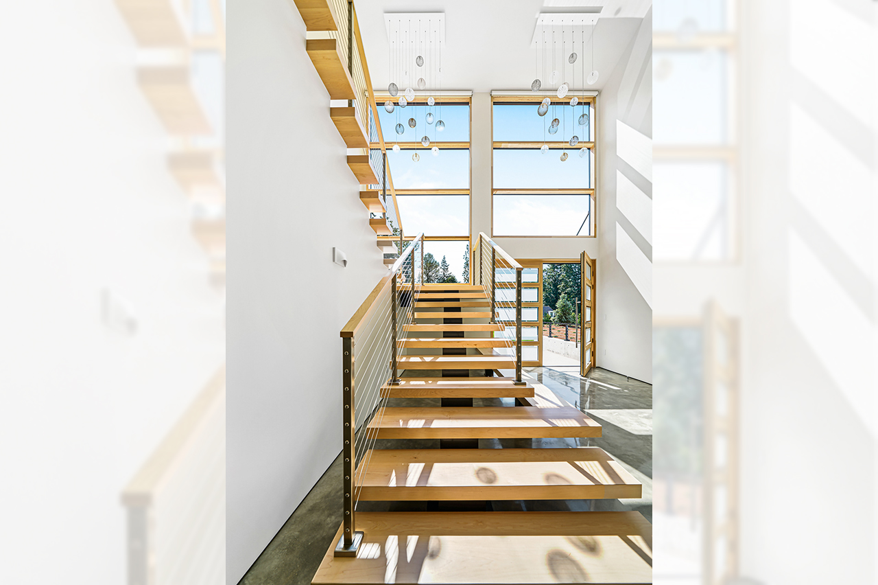Highland House, floating staircase, modern residential design, Issaquah Highlands, WA