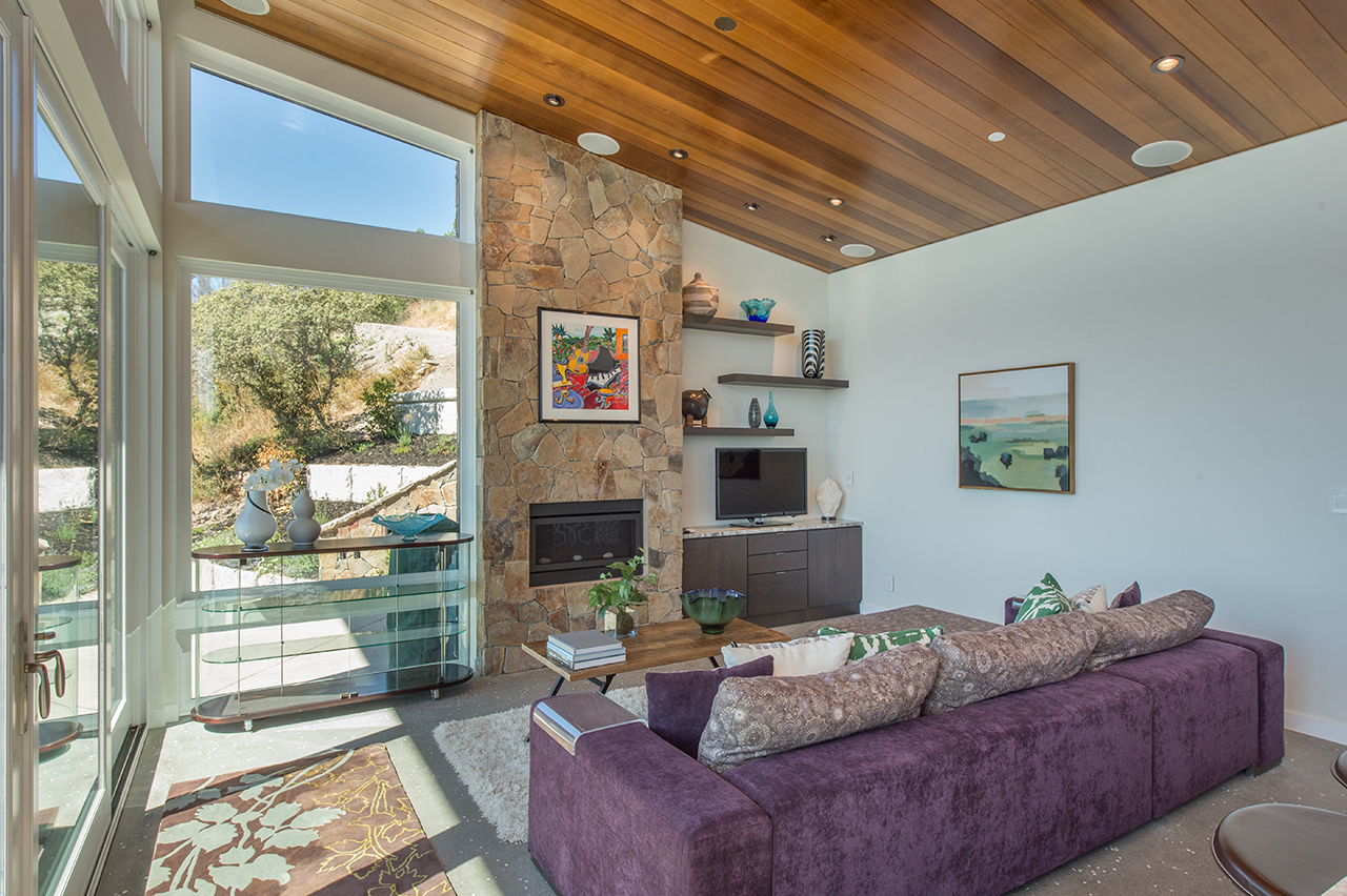 Sonoma Valley Guest House, living room, sustainable design architecture, Sonoma CA