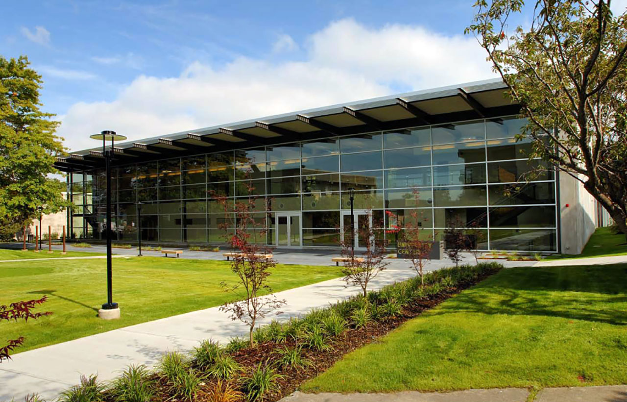 Exterior of the Extension Program Building at South Seattle College, designed by a sustainable public works architect firm in the Seattle area