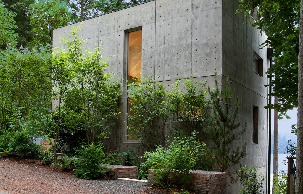 Hansen Road House, Exterior, Concrete. West coast residential architecture designed by sustainable architect.