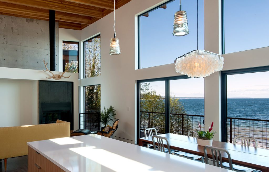 Hillside House, Interior. Residential architecture designed by sustainable architect.