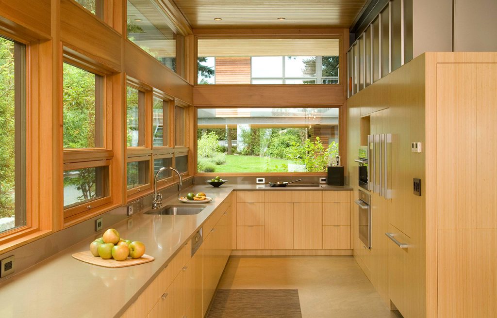 Platinum House Residence, custom kitchen interior. Example of residential architecture by Bainbridge Island architects.