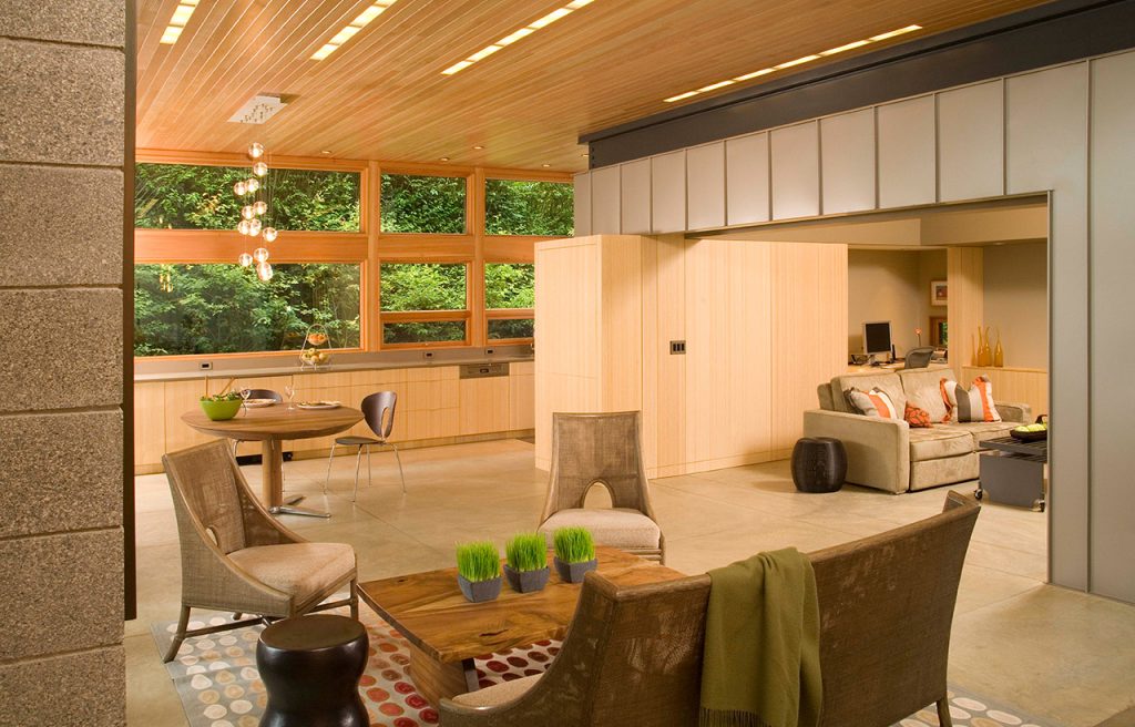 Platinum House Residence, interior living room remodel. Example of residential architecture by Bainbridge Island architects.